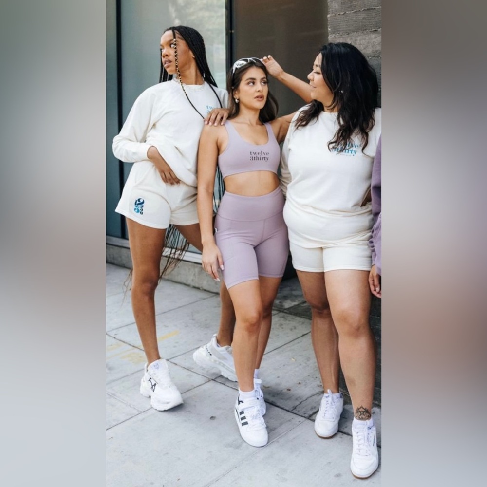 Twelve Three Thirty Mauve Sports Bra and Biker Short Set